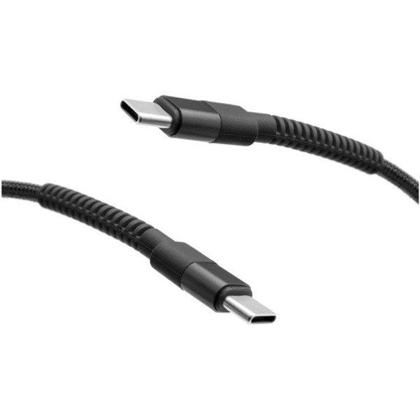 MobilNET Adat-, töltőkábel fonott USB-C/USB-C, 3A, 60W, 1m, fekete