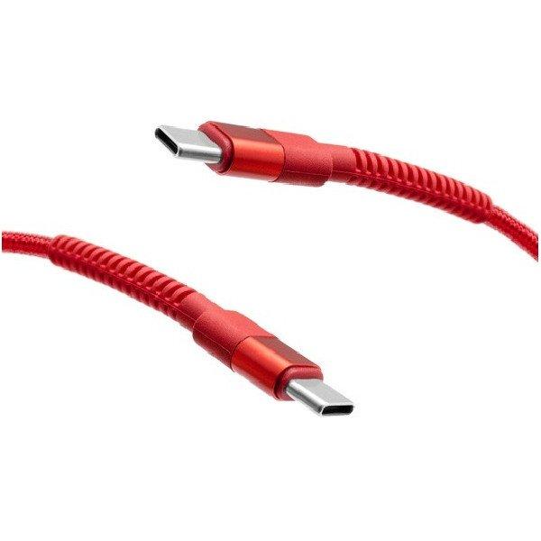 MobilNET Adat-, töltőkábel fonott USB-C/USB-C, 3A, 60W, 1m, piros