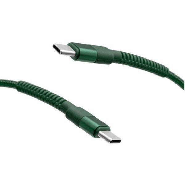 MobilNET Adat-, töltőkábel fonott USB-C/USB-C, 3A, 60W, 1m, zöld