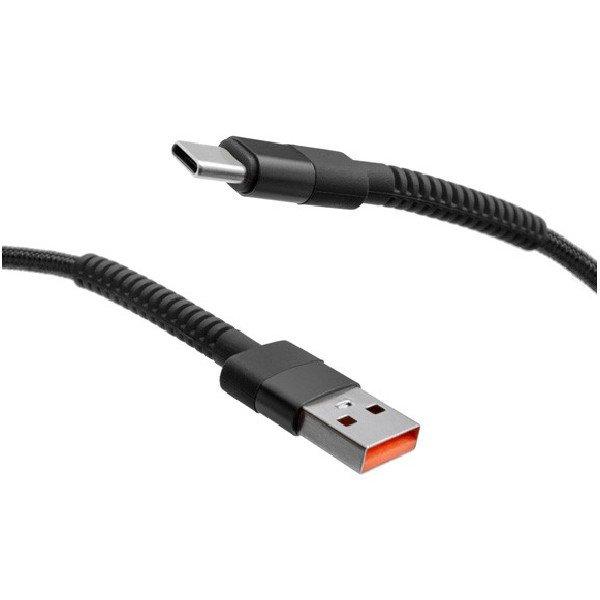 MobilNET Adat-, töltőkábel fonott USB/USB-C, 3A, 1m, fekete