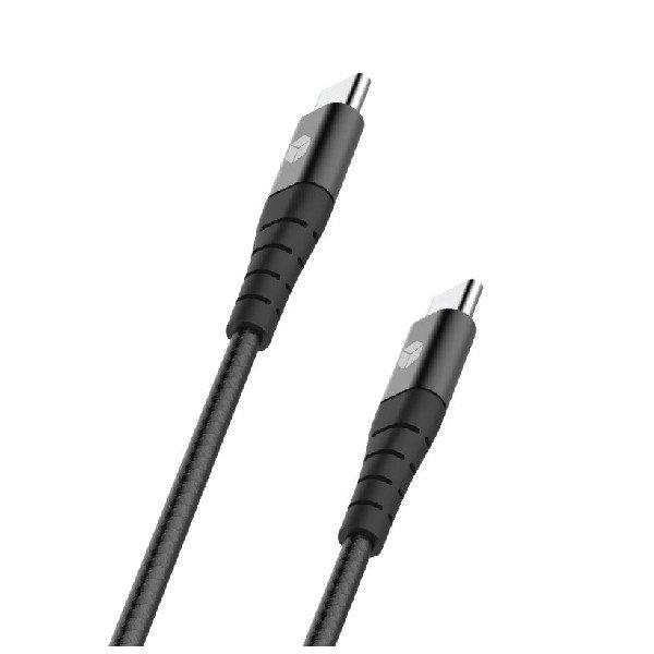 Sturdo Adat- és töltőkábel textil USB-C/USB-C, 5A, 1.5m, fekete