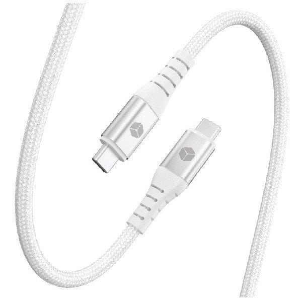 Sturdo Adat-, és töltőkábel textil USB-C/USB-C, 5A, 1m, fehér