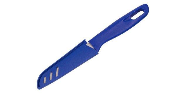Színes műanyag nyelű konyhai kés védőtokkal
