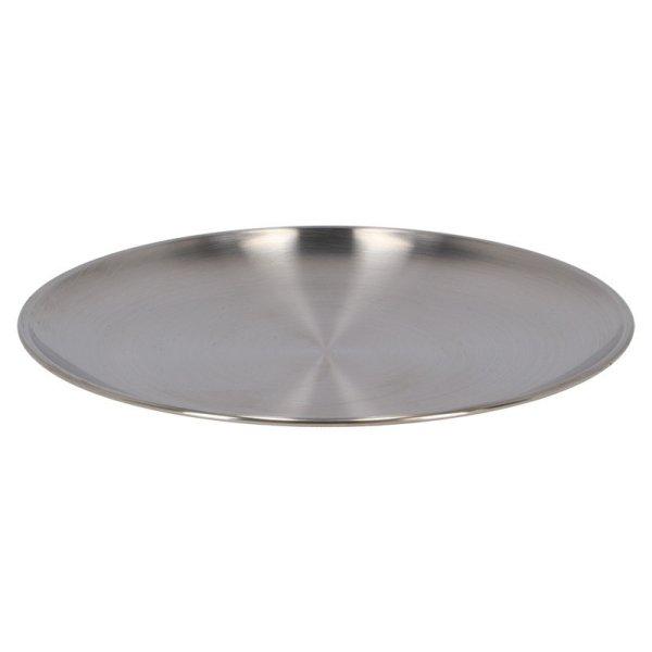 Rozsdamentes acél tányér, kínáló tálca, 23 cm átmérőjű