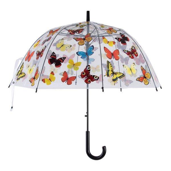 Pillangó mintás átlátszó esernyő, 83 cm átmérőjű