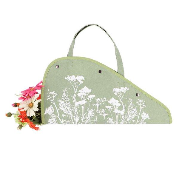 Mezei virág mintás virágtartó táska, zöld