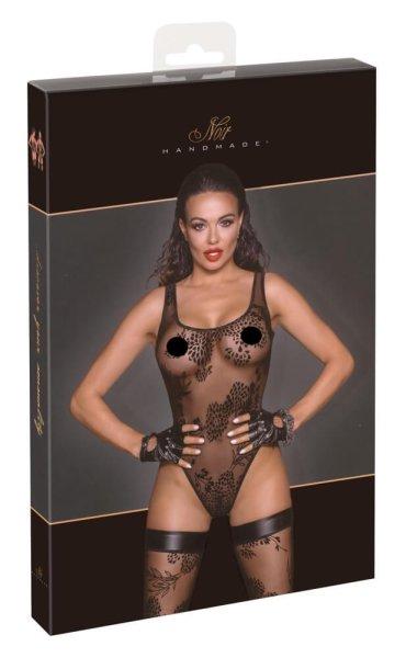 Noir - átlátszó, virágos body (fekete)