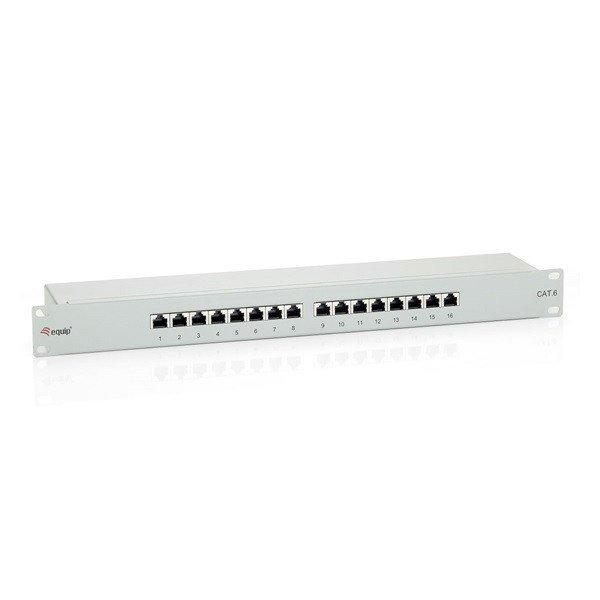 Equip Patch panel - 326316 (16 port, Cat6, árnyékolt, szürke)