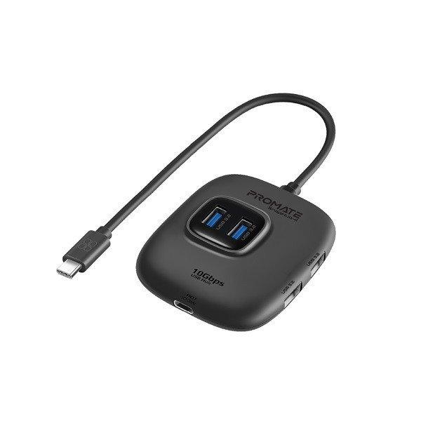 Promate USB Hub - SNAPHUB 4 (USB-C 5in1 HUB, 85W PD, 4xUSB 3.2, 1xUSB-C,
adapter, fekete)