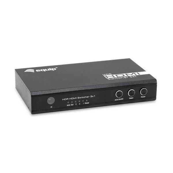 Equip HDMI Switch - 332725 (3x Bemenet, 1x Kimenet, USB tápellátás,
aluminium, fekete)