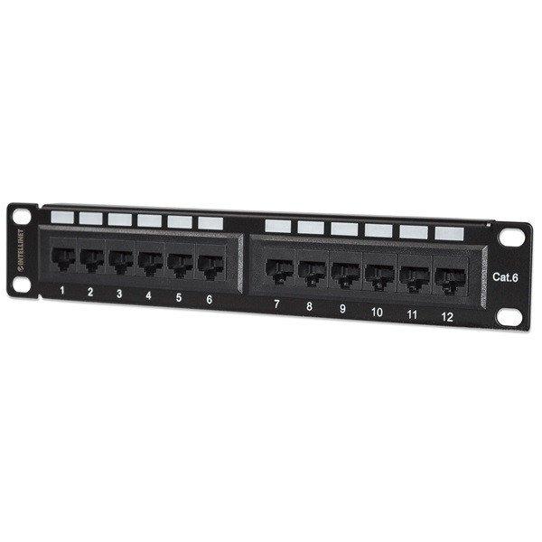 Manhattan Patch panel - CAT6 UTP árnyékolatlan patch panel, 12 portos,
10" 1U, Fekete