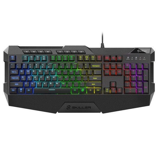 Sharkoon Billentyűzet - Skiller SGK4 (USB, RGB, csuklótámasz, multimédia,
1,8m, fekete, angol)