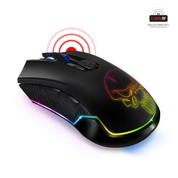 Spirit of Gamer Egér Vezeték nélküli - ELITE-M20 Wireless (4800DPI, 1000Hz,
6 gomb, Omron, harisnyázott kábel, fekete)