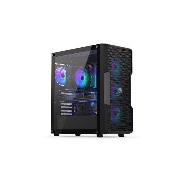 Endorfy Számítógépház - Regnum 400 ARGB (ATX /micro ATX/ITX, 2xUSB3.0,
4x12cm LED ventilátor, ablakos, fekete)