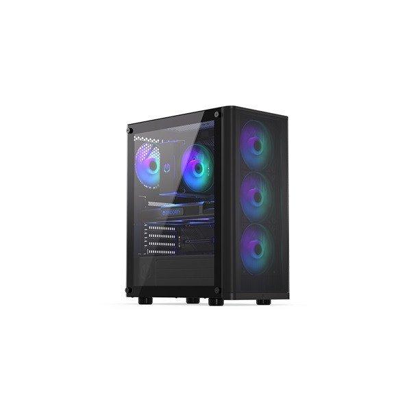 Endorfy Számítógépház - Ventum 200 ARGB (ATX /micro ATX/ITX, 2xUSB3.0,
4x12cm LED ventilátor, ablakos, fekete)