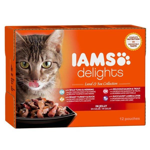 Iams Cat Delights LAND&SEA IN JELLY multipack, többféle íz, zamatos aszpikban
12x85g