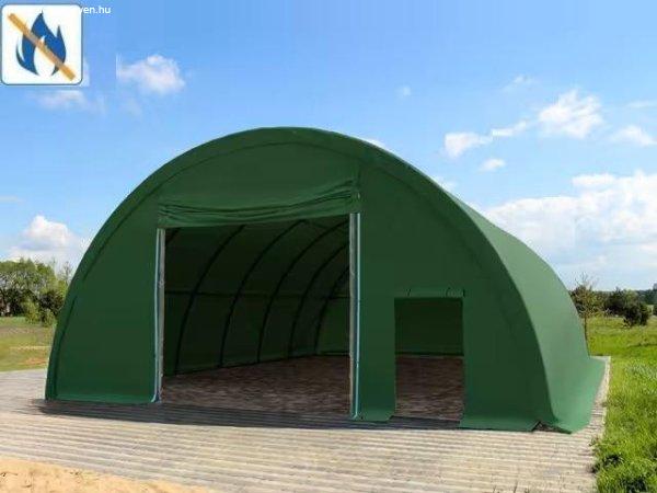 Csarnok mezőgazdasági íves hangársátor terménytároló sátor 9,15x20m
ponyva tűzálló PVC zöld, statikai csomaggal  (183 m²)