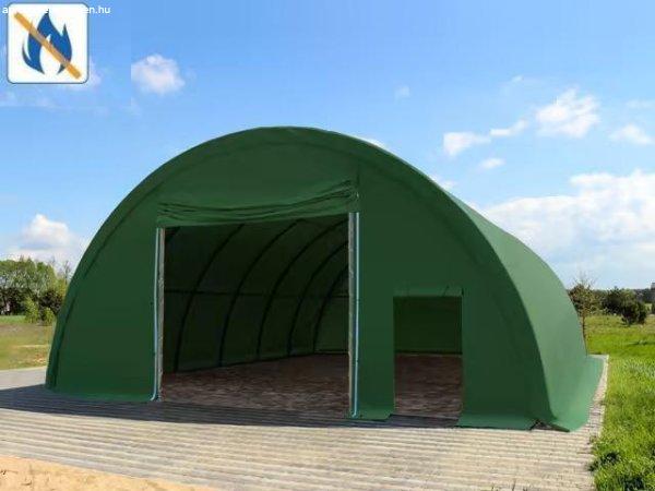 Csarnoksátor mezőgazdasági íves hangársátor, terménytároló 9,15x 26m
ponyva tűzálló PVC  zöld  (237,9 m²)