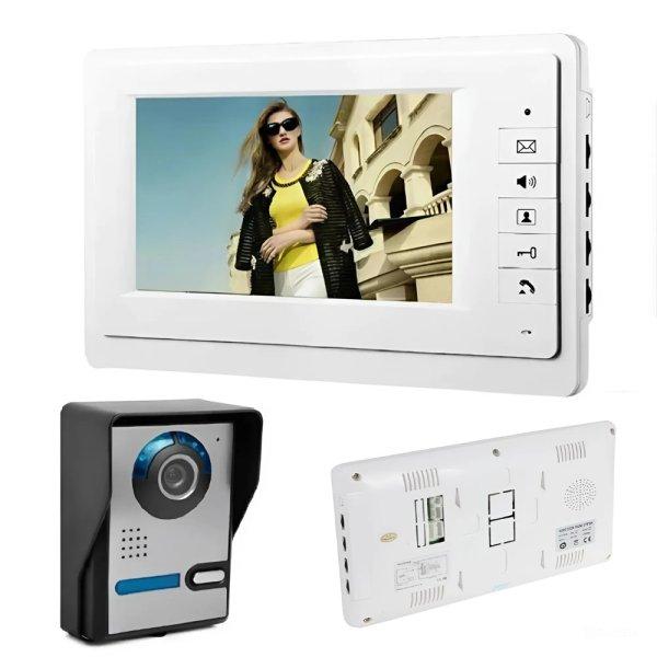 Vezetékes 7″színes kijelzős otthoni kaputelefon rendszer HD kamera, LCD
képernyő, videó és hang (BBV)