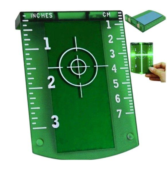 Zöld lézeres célpont - könnyen olvasható, tükörrel és mágnessel,
sokoldalú és pontos mérésekhez (BB-22357)