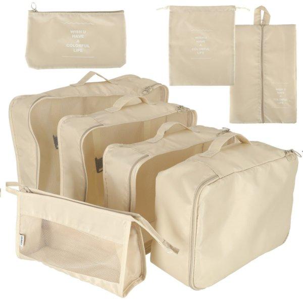 Bőrönd rendszerező szett, bézs utazási kiegészítő - az átláthatóbb
bőrönd kötelező eleme, 8db (BBI-4110)