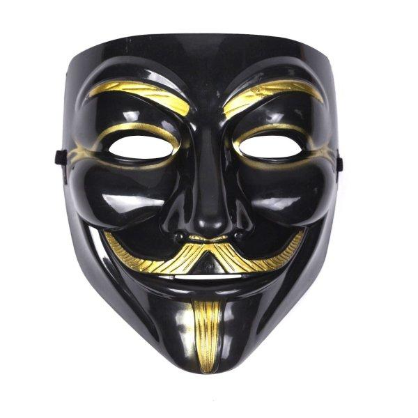Guy Fawkes maszk - Anonymus maszk - V mint Vérbosszú maszk univerzáis
méretben - fekete (BBL)