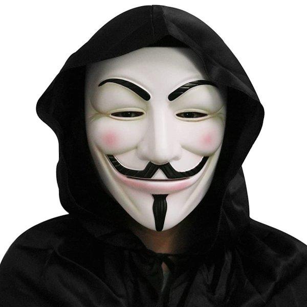 Guy Fawkes maszk - Anonymus maszk - V mint Vérbosszú maszk univerzáis
méretben - fehér (BBL)