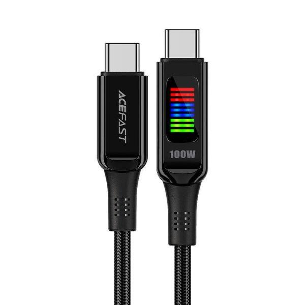 USB-C to USB-C cable Acefast C7-03 1.2m, with display (black)