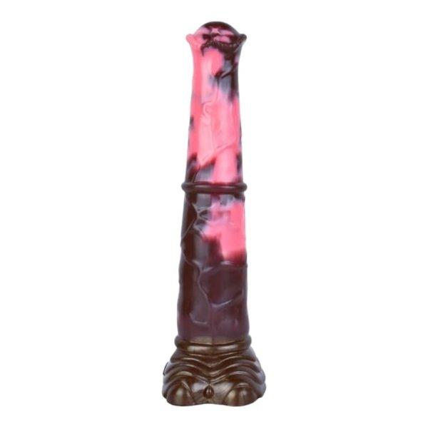 Bad Horse - szilikon lószerszám dildó - 24cm (fekete-pink)