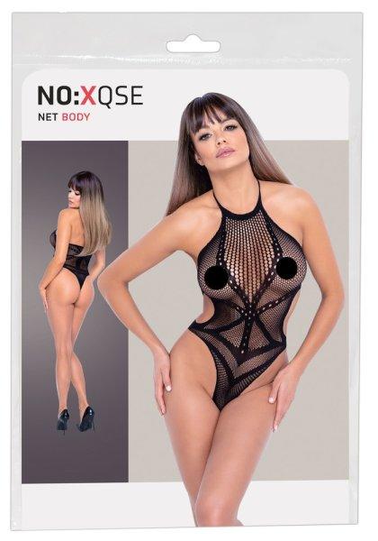 NO:XQSE - kereszt mintás necc body - fekete (S-L)