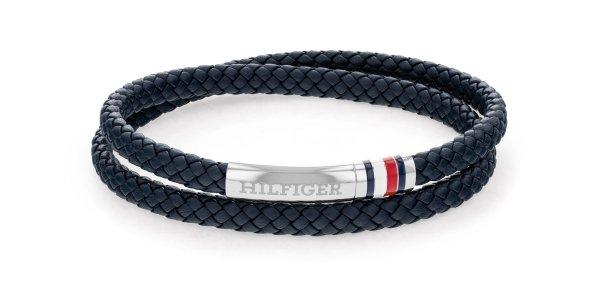 Tommy Hilfiger Sötétkék bőr karkötő acél
csattal 2790549