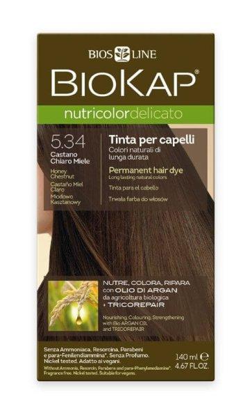 Biokap NUTRICOLOR DELICATO - Hajfesték - 5,34 Mézes gesztenye 140 ml