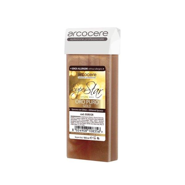 Arcocere Professional Wax Oro Puro Gold (Roll-On Cartidge) 100 ml
szőrtelenítő viasz csillámmal