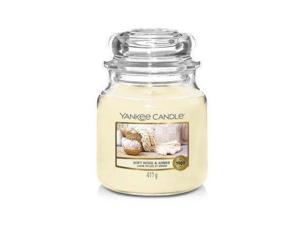 Yankee Candle Illatgyertya Classic Soft Wool & Amber 411 g - közepes