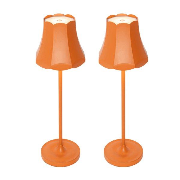Set van 2 retro tafellampen oranje oplaadbaar IP44 - Granny