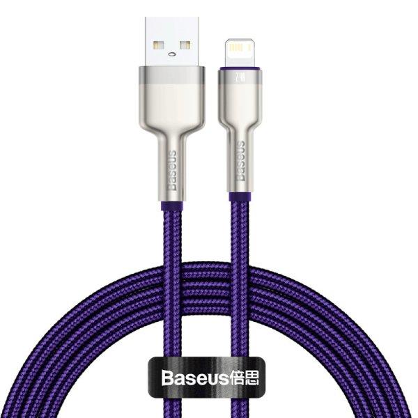 USB-kábel a Lightning Baseus Cafule-hez, 2,4A, 1 m (ibolya)