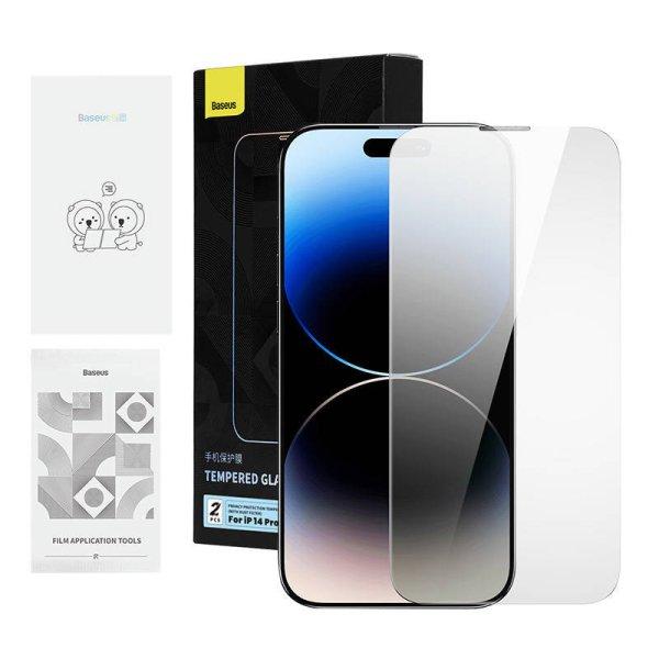 Baseus privacy edzett üveg Iphone 14 Pro Max-hoz (2 db) tisztítókészlet
szerelőkészlet