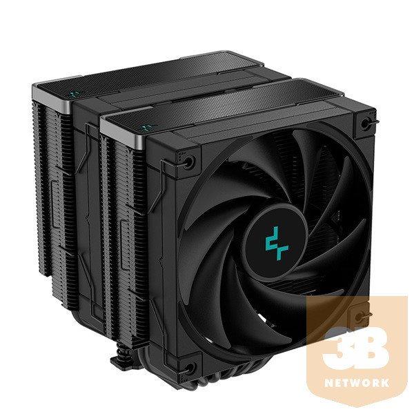 DeepCool CPU Cooler - AK620 ZERO DARK (28 dB; max, 117,21 m3/h; 4pin
csatlakozó, 6 db heatpipe, 2x12cm, PWM)