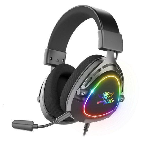 Spirit of Gamer Fejhallgató - ELITE H40 Black (MultiPlatform, RGB, 3.5mm Jack,
mikrofon, hangerőszabályzó, nagy-párnás)