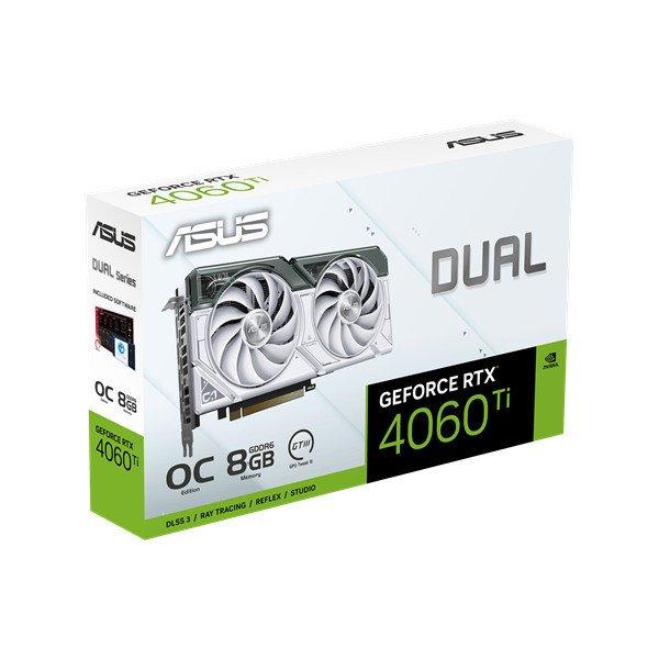 Asus Videokártya - nVidia DUAL-RTX4060TI-O8G-WHITE (8192MB, GDDR6, 2595/18000
Mhz, 128bit, HDMI2.1, 3xDP1.4)