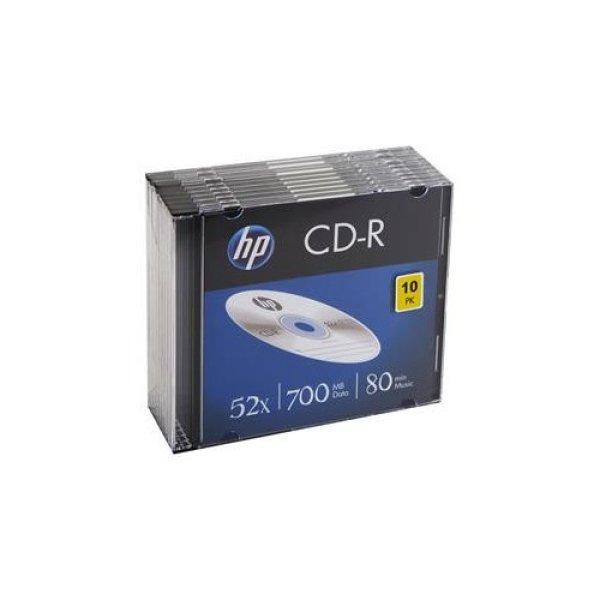 CD-R lemez, 700MB, 52x, 10 db, vékony tok, HP