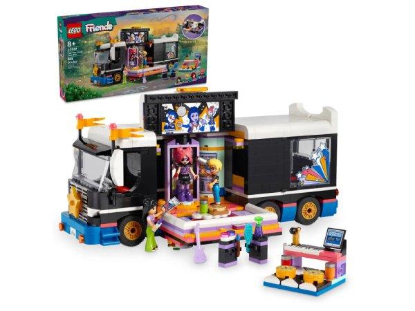 LEGO 42619 Lego Friends Popsztár turnébusz, 845 elemű készlet, 4 db mini
figurával