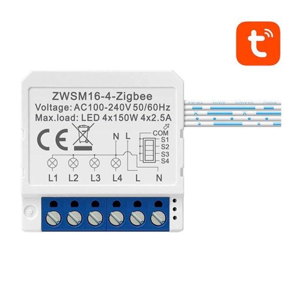 Okos kapcsoló modul ZigBee Avatto ZWSM16-W4 TUYA