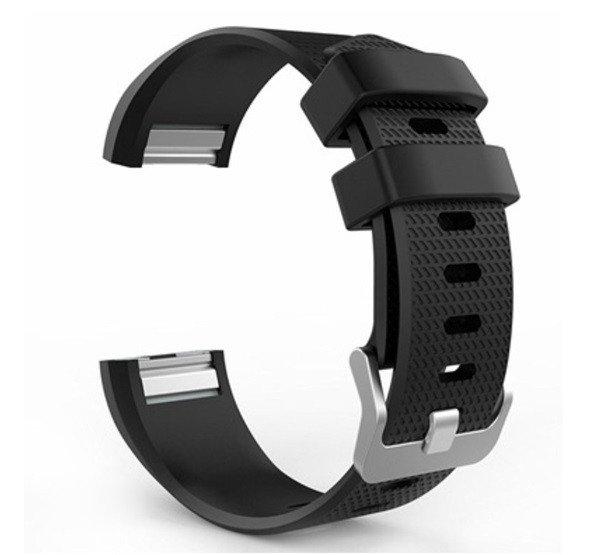 Pótszíj (egyedi méret, szilikon) FEKETE Fitbit Charge 2
