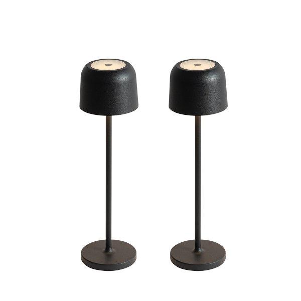 Set van 2 tafellampen zwart oplaadbaar incl. laadstation - Raika