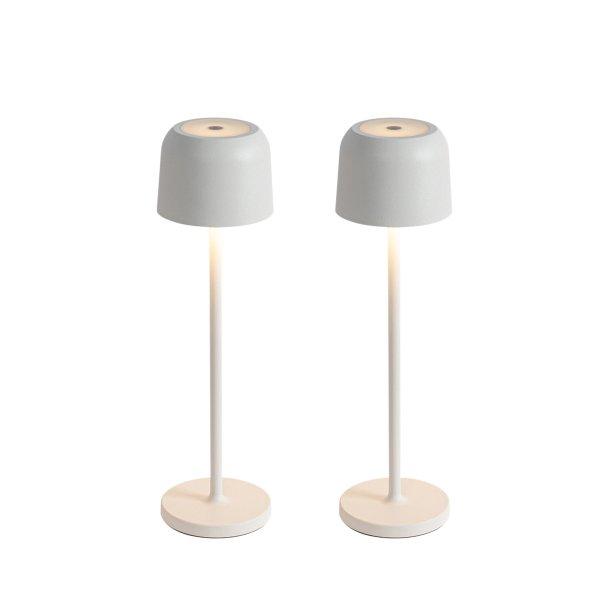 Set van 2 tafellampen off white oplaadbaar incl. laadstation - Raika