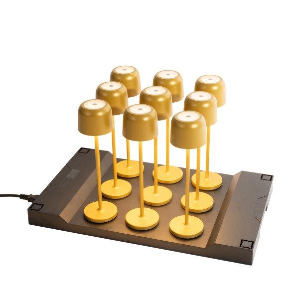 Set van 9 tafellampen goud oplaadbaar incl. laadstation - Raika