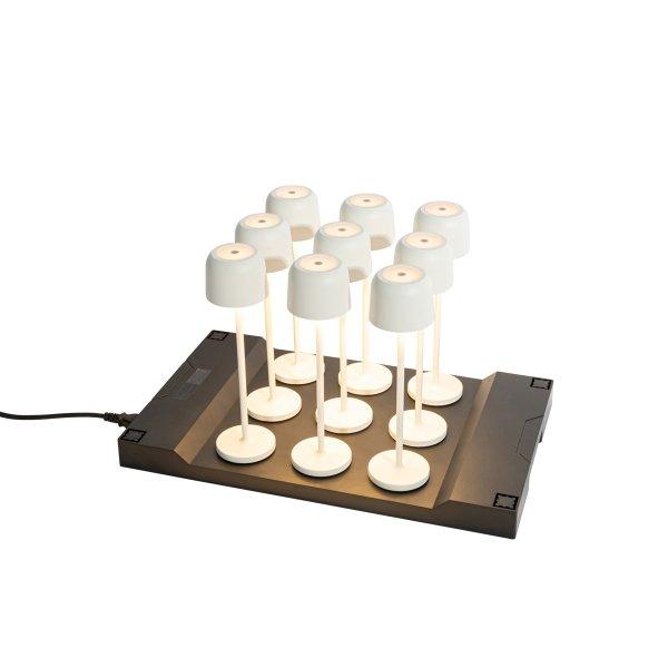 Set van 9 tafellampen off-white oplaadbaar incl. laadstation - Raika