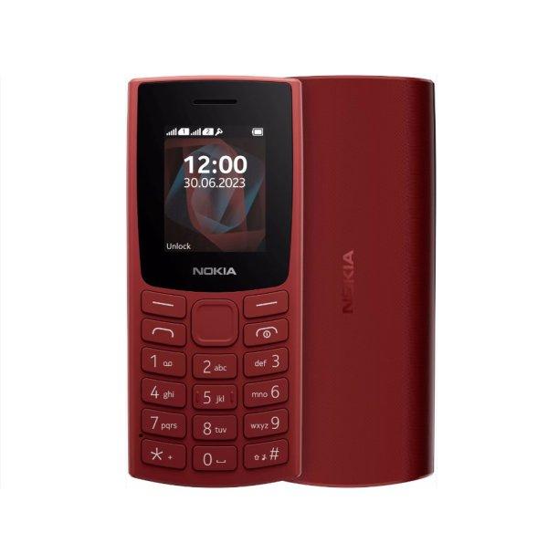 Nokia 105 (2023) nyomógombos mobiltelefon, kártyafüggetlen, dual SIM, piros