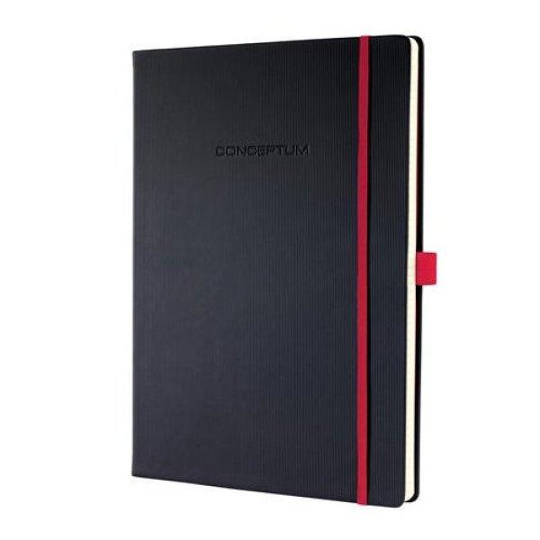 Jegyzetfüzet, exkluzív, A4, kockás, 97 lap, keményfedeles, SIGEL
"Conceptum Red Edition", fekete-piros